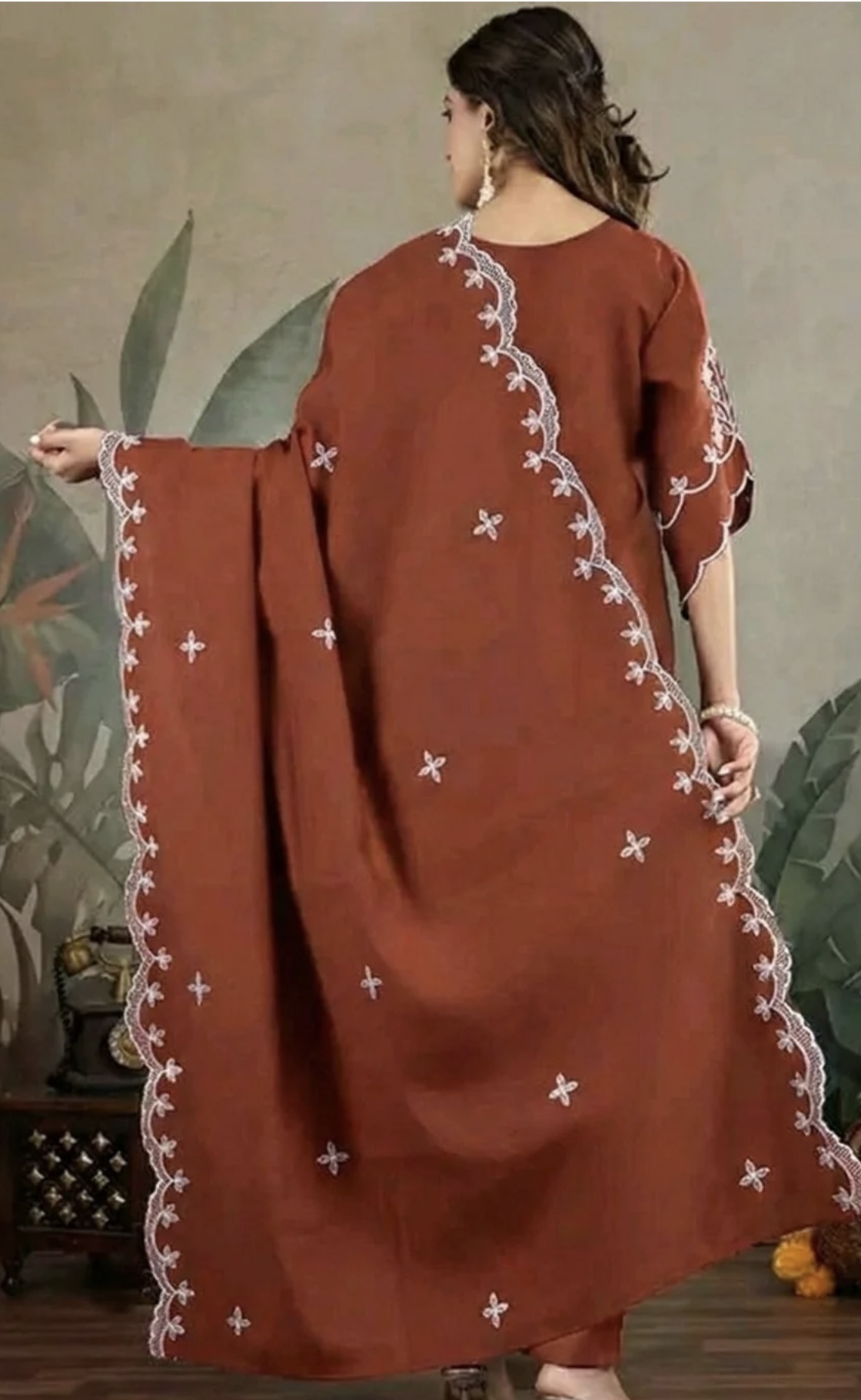 Orange Salwar With Thread Work