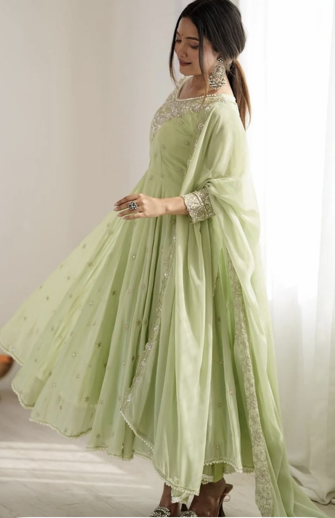 Green Anarkali Set